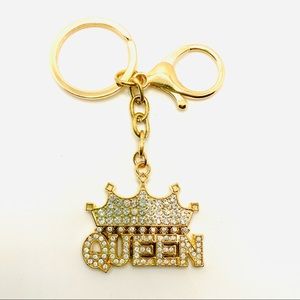 Purse Charm Key Chain Queen Crystals set in Golden tone. HIGH QUALITY CRYSTALS!